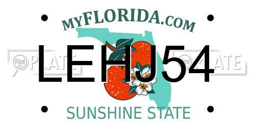 LEHJ54 Florida License Plate