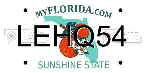 LEHQ54 Florida License Plate