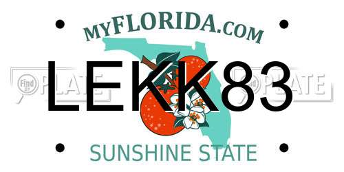 LEKK83 Florida License Plate