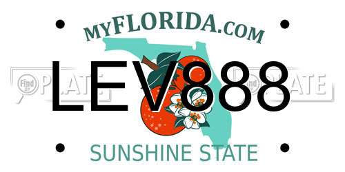LEV888 Florida License Plate