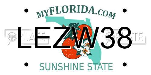 LEZW38 Florida License Plate