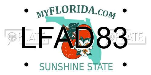 LFAD83 Florida License Plate