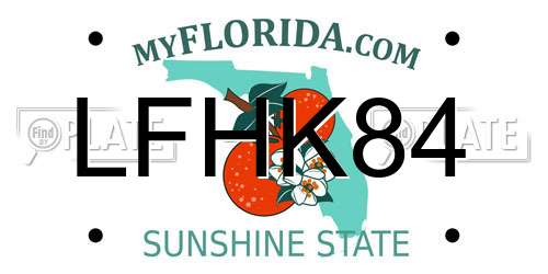 LFHK84 Florida License Plate