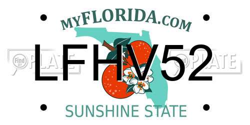 LFHV52 Florida License Plate