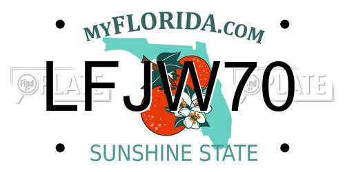 LFJW70 Florida License Plate