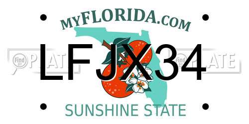 LFJX34 Florida License Plate
