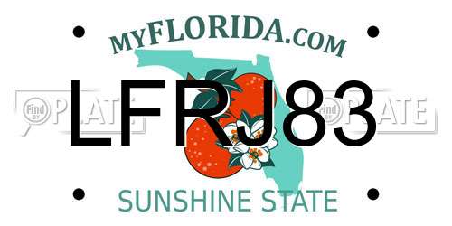 LFRJ83 Florida License Plate