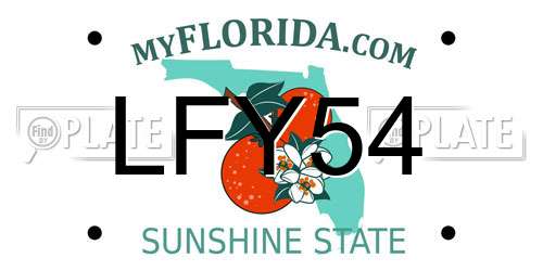 LFY54 Florida License Plate