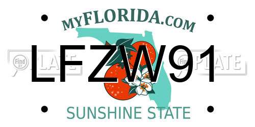 LFZW91 Florida License Plate