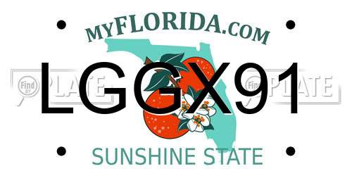 LGGX91 Florida License Plate