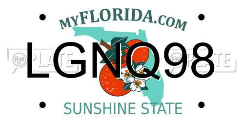 LGNQ98 Florida License Plate