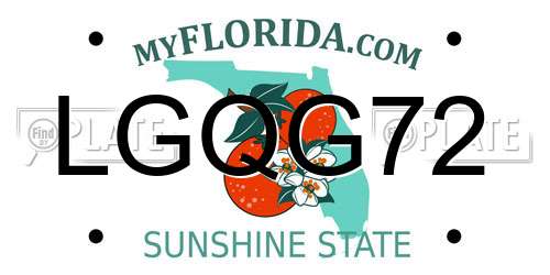 LGQG72 Florida License Plate