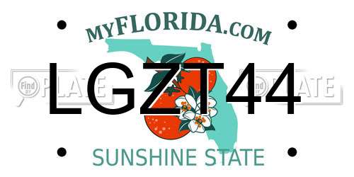 LGZT44 Florida License Plate