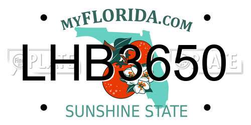 LHB3650 Florida License Plate