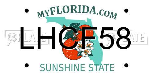 LHCF58 Florida License Plate