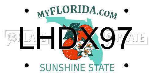 LHDX97 Florida License Plate