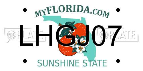 LHGJ07 Florida License Plate