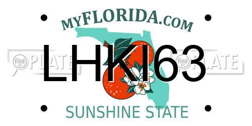 LHKI63 Florida License Plate