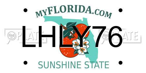 LHLY76 Florida License Plate
