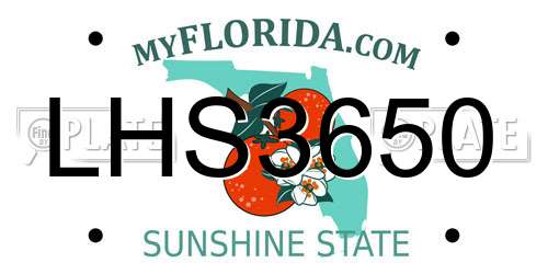 LHS3650 Florida License Plate
