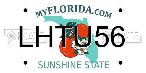 LHTU56 Florida License Plate