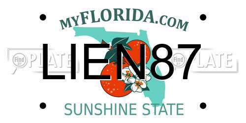 LIEN87 Florida License Plate