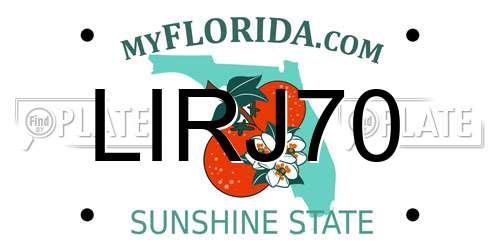 LIRJ70 Florida License Plate
