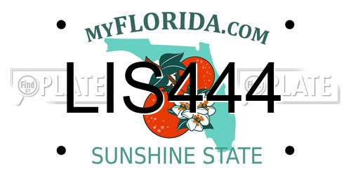 LIS444 Florida License Plate