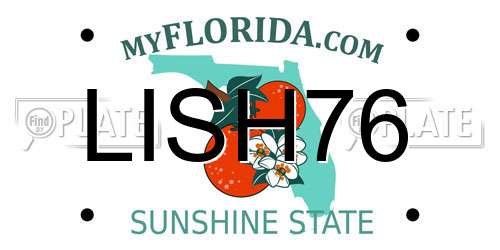 LISH76 Florida License Plate
