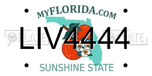 LIV4444 Florida License Plate