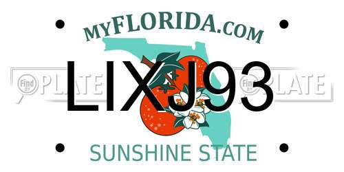 LIXJ93 Florida License Plate