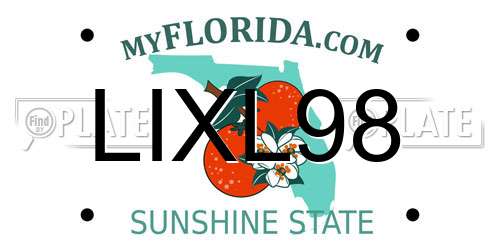 LIXL98 Florida License Plate