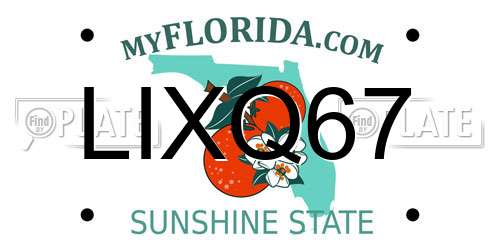 LIXQ67 Florida License Plate