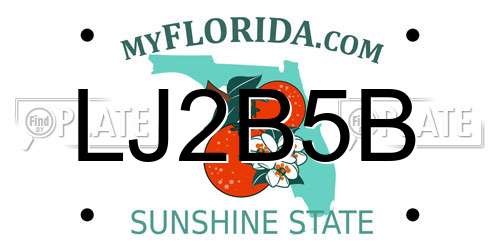 LJ2B5B Florida License Plate