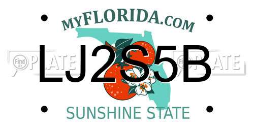 LJ2S5B Florida License Plate