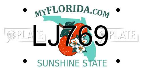 LJ769 Florida License Plate