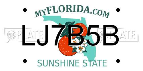 LJ7B5B Florida License Plate