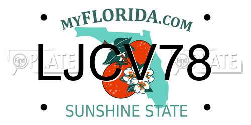 LJCV78 Florida License Plate