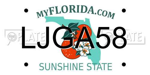 LJGA58 Florida License Plate