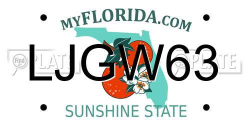 LJGW63 Florida License Plate