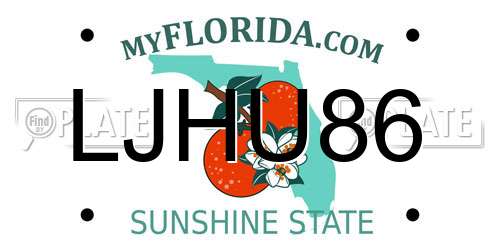 LJHU86 Florida License Plate