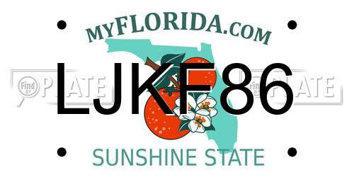 LJKF86 Florida License Plate