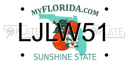 LJLW51 Florida License Plate