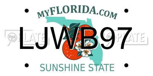 LJWB97 Florida License Plate