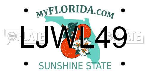 LJWL49 Florida License Plate
