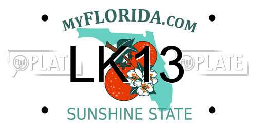 LK13 Florida License Plate