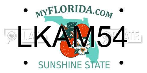 LKAM54 Florida License Plate