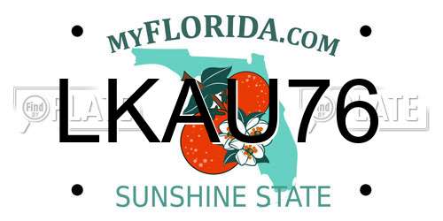 LKAU76 Florida License Plate