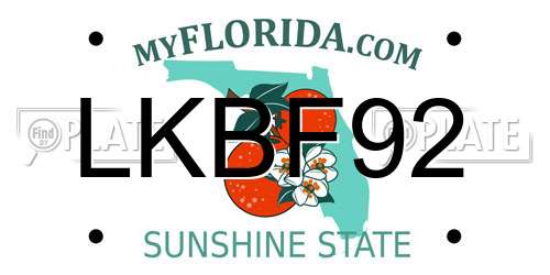 LKBF92 Florida License Plate
