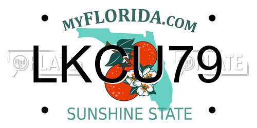 LKCU79 Florida License Plate